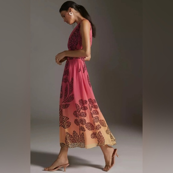 Anthropologie Verb by Pallavi Singhee V-Neck Ombre Maxi Dress Sz XXS - Picture 7 of 8